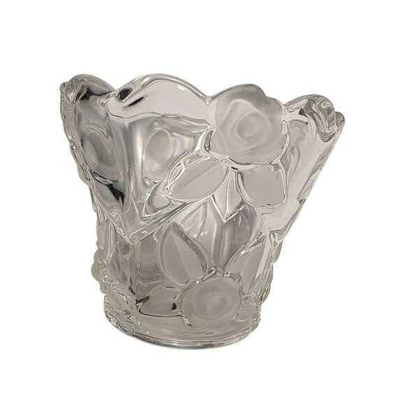 Mikasa Bella Rosa Clear Glass Votive Candle Holder Floral Design Germany - Picture 1 of 5